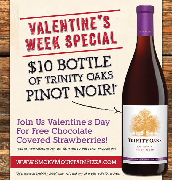 Valentine's Week Long Wine Special - $10 Bottle of Pinot Noir