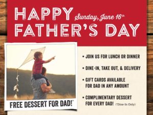 Free Dessert for Dad on Father's Day
